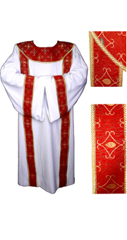 Luxury Dalmatic- white with red stripes