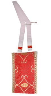 White stole for deacon- red stripe