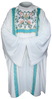 White dalmatic- flowers decoration