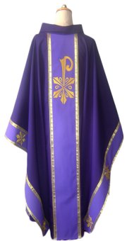 Purple Chasuble - Golden Chi-Rho Symbol