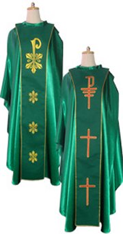 Green Chasulbe with Reversible Underlay Stole