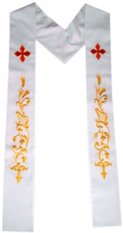 White Stole with Golden Embroidery