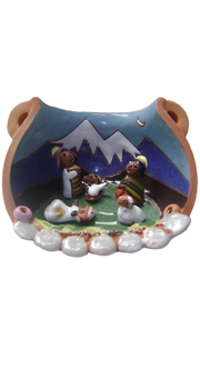 Nativity scene in ceramic pot - Polished